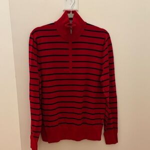 Brooks Brothers Red and Navy Zip-Up Sweater
